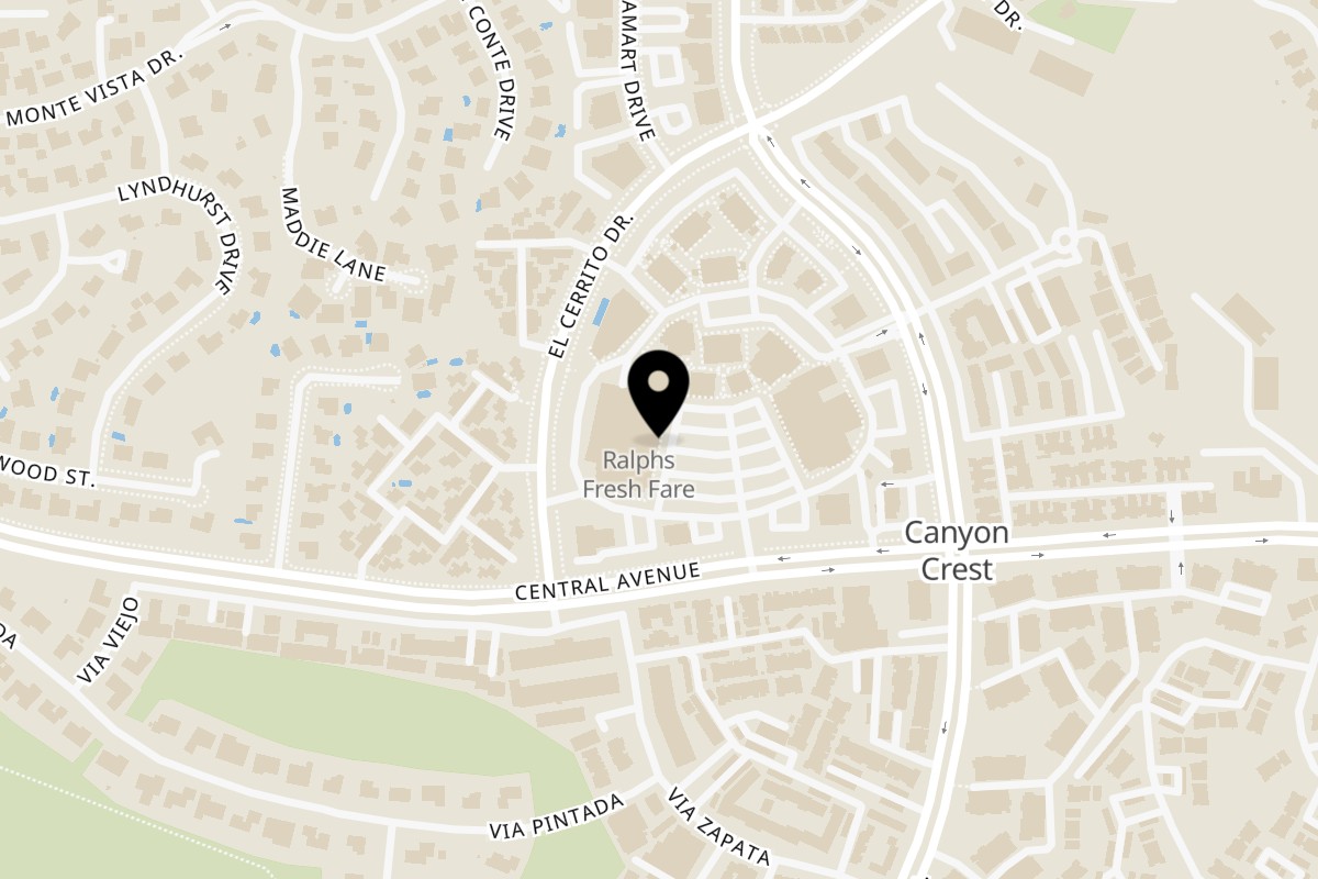 Map showing the location of Monark Asian Bistro on 5225 Canyon Crest Dr #64 in Riverside